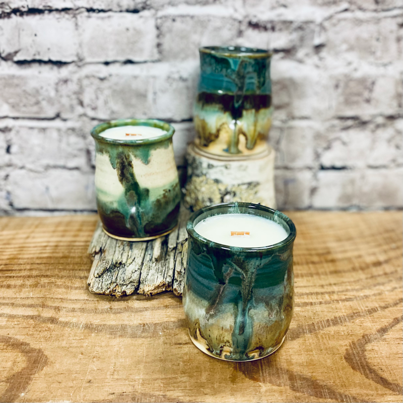 Wine tumbler candle  Pottery by Jessie @ The Green Rabbit Clay Studio